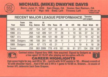 1990 Donruss #552 Mike Davis Back