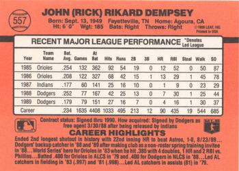 1990 Donruss #557 Rick Dempsey Back