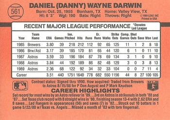 1990 Donruss #561 Danny Darwin Back