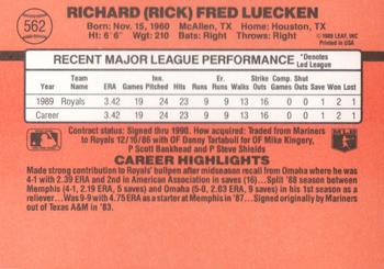 1990 Donruss #562 Rick Luecken Back