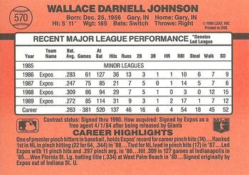 1990 Donruss #570 Wallace Johnson Back