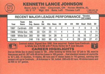 1990 Donruss #573 Lance Johnson Back