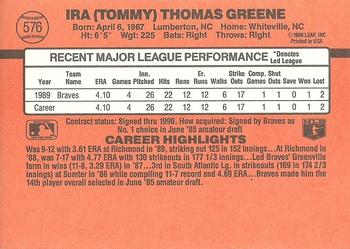 1990 Donruss #576 Tommy Greene Back