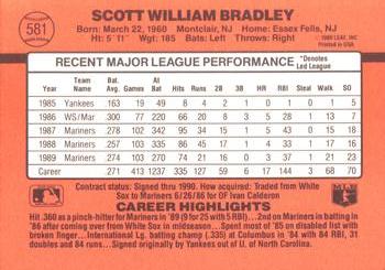 1990 Donruss #581 Scott Bradley Back
