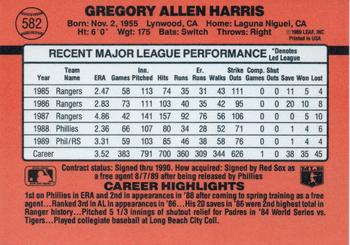 1990 Donruss #582 Greg Harris Back