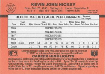 1990 Donruss #583 Kevin Hickey Back