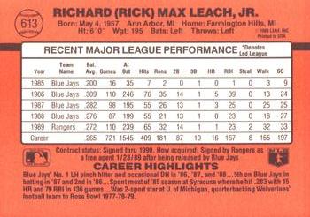 1990 Donruss #613 Rick Leach Back