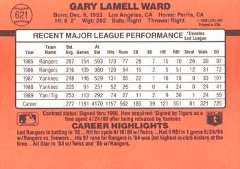 1990 Donruss #621 Gary Ward Back