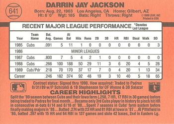 1990 Donruss #641 Darrin Jackson Back