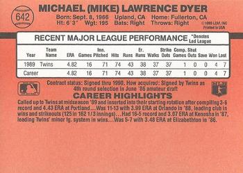 1990 Donruss #642 Mike Dyer Back