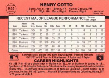 1990 Donruss #644 Henry Cotto Back
