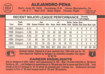 1990 Donruss #664 Alejandro Pena Back
