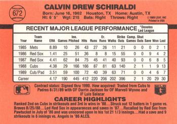 1990 Donruss #672 Calvin Schiraldi Back