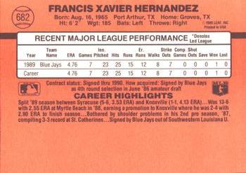 1990 Donruss #682 Xavier Hernandez Back