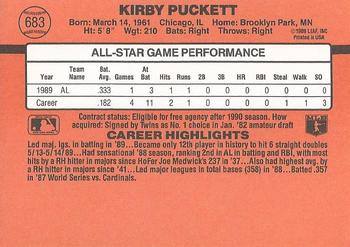1990 Donruss #683 Kirby Puckett Back