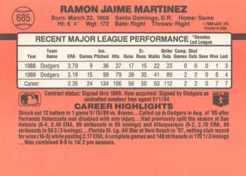 1990 Donruss #685 Ramon Martinez Back