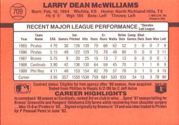 1990 Donruss #709 Larry McWilliams Back
