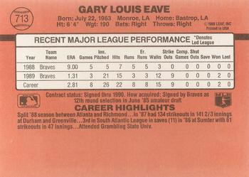 1990 Donruss #713 Gary Eave Back
