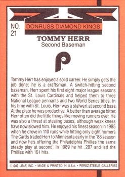 1990 Donruss #21 Tommy Herr Back