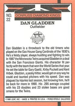 1990 Donruss #22 Dan Gladden Back