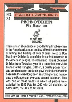 1990 Donruss #24 Pete O'Brien Back