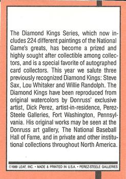 1990 Donruss #27 Diamond Kings Checklist Back