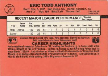 1990 Donruss #34 Eric Anthony Back