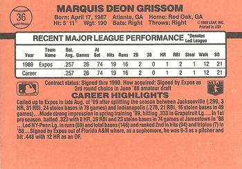 1990 Donruss #36 Marquis Grissom Back