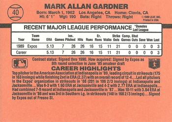 1990 Donruss #40 Mark Gardner Back
