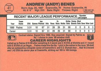 1990 Donruss #41 Andy Benes Back