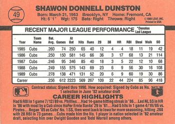 1990 Donruss #49 Shawon Dunston Back