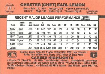 1990 Donruss #60 Chet Lemon Back
