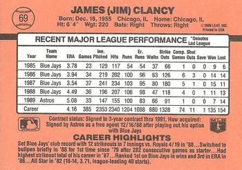 1990 Donruss #69 Jim Clancy Back