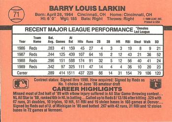 1990 Donruss #71 Barry Larkin Back