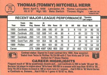 1990 Donruss #75 Tommy Herr Back
