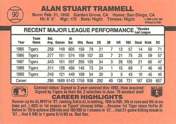 1990 Donruss #90 Alan Trammell Back