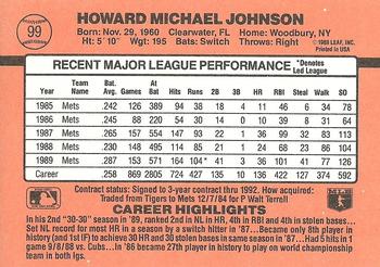 1990 Donruss #99 Howard Johnson Back