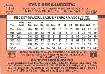 1990 Donruss #105 Ryne Sandberg Back