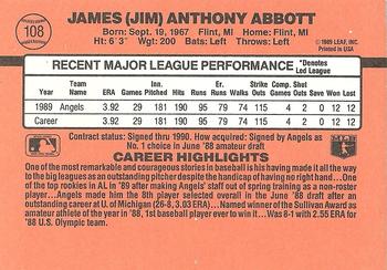 1990 Donruss #108 Jim Abbott Back