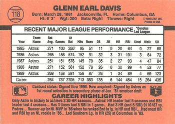 1990 Donruss #118 Glenn Davis Back
