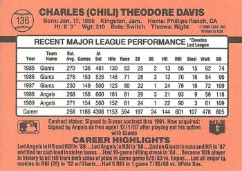 1990 Donruss #136 Chili Davis Back