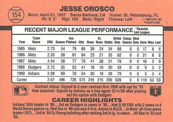 1990 Donruss #154 Jesse Orosco Back