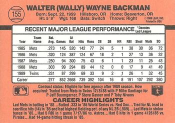 1990 Donruss #155 Wally Backman Back