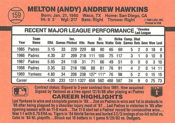 1990 Donruss #159 Andy Hawkins Back