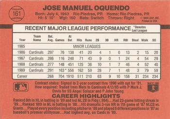 1990 Donruss #161 Jose Oquendo Back
