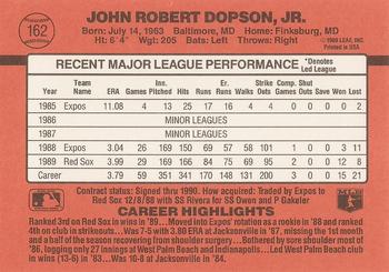1990 Donruss #162 John Dopson Back