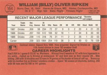 1990 Donruss #164 Billy Ripken Back