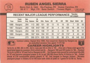 1990 Donruss #174 Ruben Sierra Back