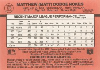 1990 Donruss #178 Matt Nokes Back