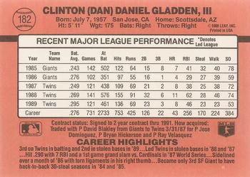 1990 Donruss #182 Dan Gladden Back